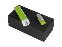 Подарочный набор Flashbank с флешкой и зарядным устройством, цвет: зеленый