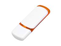 USB-флешка на 16 Гб с цветными вставками, цвет: оранжевый, белый