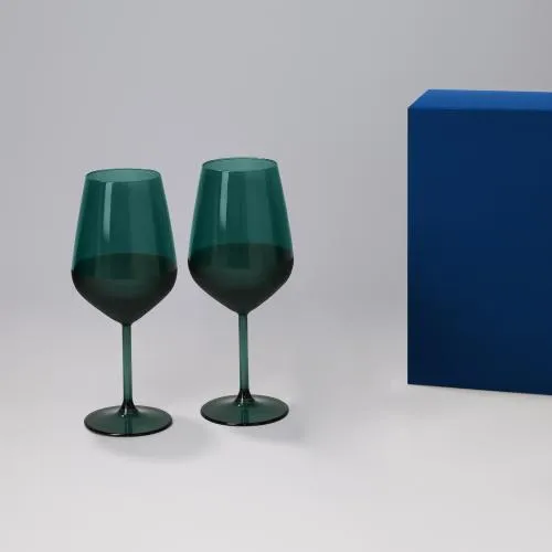 Подарочный набор 2 бокала для вина Эмеральд (Emerald) в синей коробке