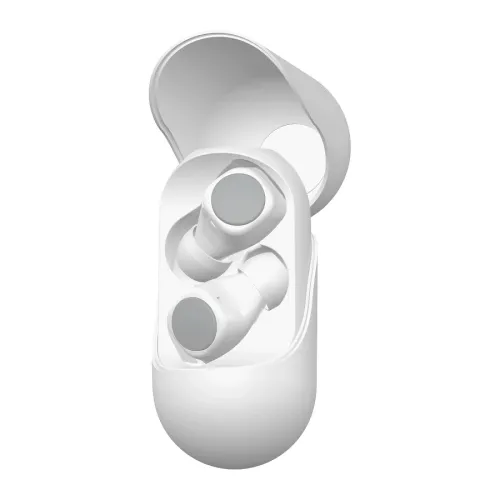 Наушники беспроводные GEOZON WAVE, с зарядным боксом, покрытие soft touch, белые, белый