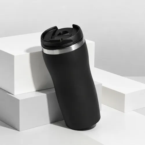 Термокружка Double wall mug C1, soft touch, 350 мл, черный