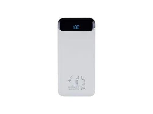 RIVACASE VA2540 (10 000mAh), QC/PD 20W внешний аккумулятор с дисплеем, белый 12/48