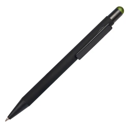 Ручка шариковая FACTOR BLACK со стилусом, черный, зеленый
