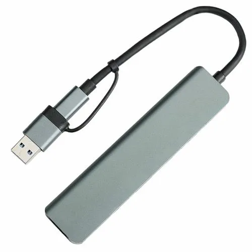 USB-хаб STEM 7 в 1, серый, алюминий, серый