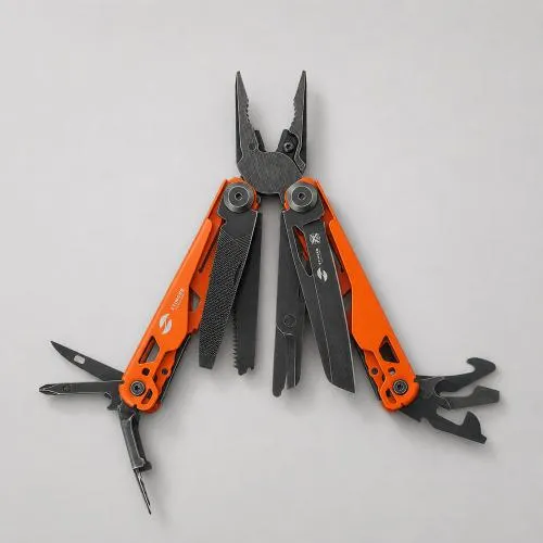 Мультитул Stinger, 107 х 19 мм, 19 функций, сталь, оранжевый корпус, стоунвош, в картонной коробке, в комплекте нейлоновый чехол