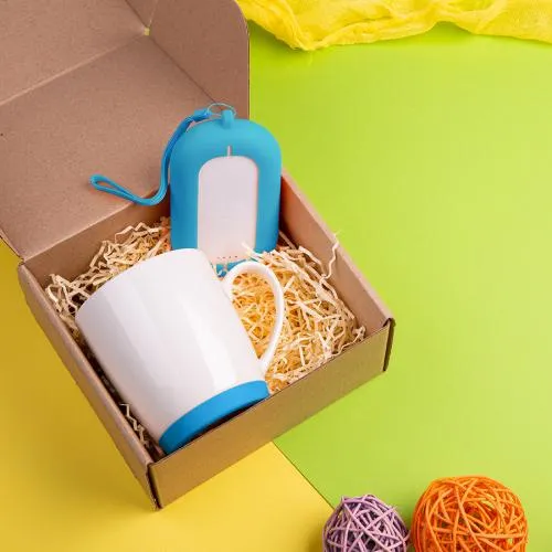 Набор подарочный MATISSE`TEAS: кружка, зарядное устройство, коробка, стружка, голубой, голубой