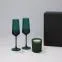 Подарочный набор свеча Энигма (Enigma) + 2 бокала для шампанского Эмеральд (Emerald) в черной коробке