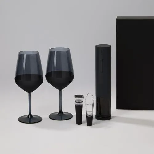 Подарочный набор 2 бокала для вина Блэк Эдишн (Black Edition) + набор для вина Сакраменто (Sacramento) в черной коробке