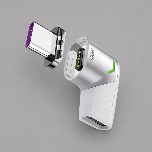 Адаптер USB-С - USB-C, магнитный, белый, Deppa