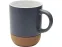 Billie керамическая кружка объемом 300 мл с пробковыми деталями и матовой отделкойм, синий ледяной