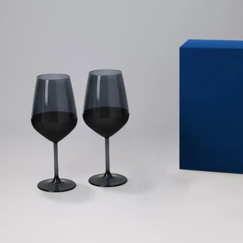 Подарочный набор 2 бокала для вина Блэк Эдишн (Black edition) в синей коробке