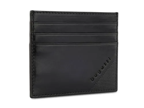 Портмоне для кредитных карт BUGATTI АРИСТОКРАТ | NOBILE, с защитой данных RFID, черное, натуральная воловья кожа, 10х0,3х8 см