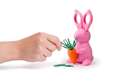 Ножницы и магнит со скрепками Bunny, Розовый