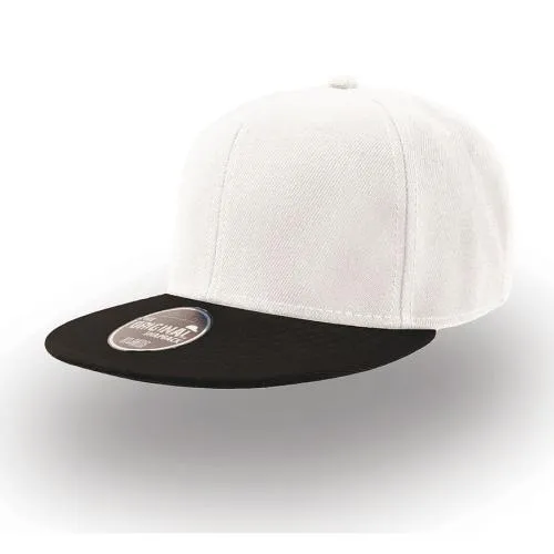 Бейсболка SNAP BACK, 6 клиньев, пластиковая застежка, белый, черный