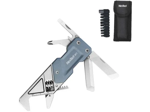 Мультитул-ключ Nextool Light Wrench W1 с набором бит, 6 функций, голубо-серый (NE20270)