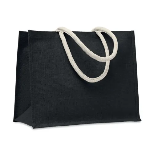 Jute bag with cotton handle, черный