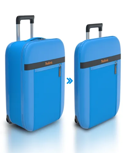 Чемодан складной Rollink Aura 55x40x20 см, 2 колеса, синий