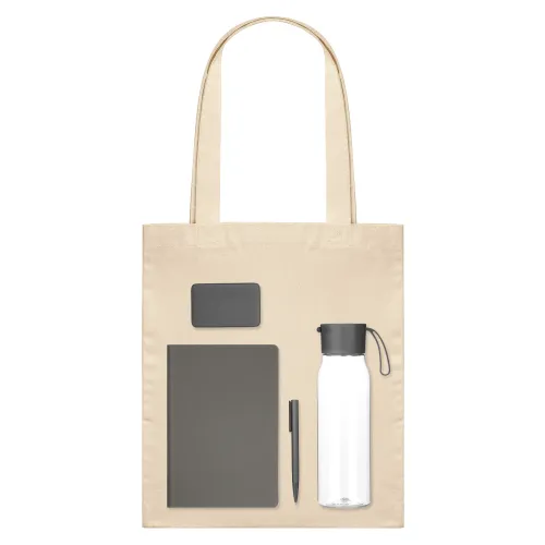Подарочный набор Велком Пак (Welcome Pack), серый (бутылка, ежедневник, ручка, ЗУ, шоппер)