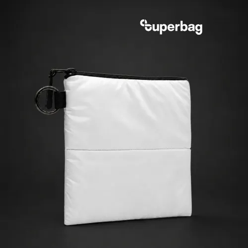 Органайзер для мелочей Superbag Bubble, стёганый, на молнии, с креплением на кольцо-карабин (белый)