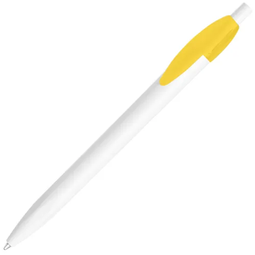 Ручка шариковая X-1 WHITE, белый/желтый непрозрачный клип, пластик, белый, желтый