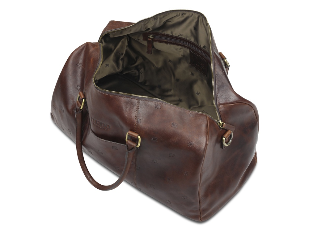 Сумка дорожная Mano Don Leon, натуральная кожа в коричневом цвете, 50 х 27 х 24 см-4
