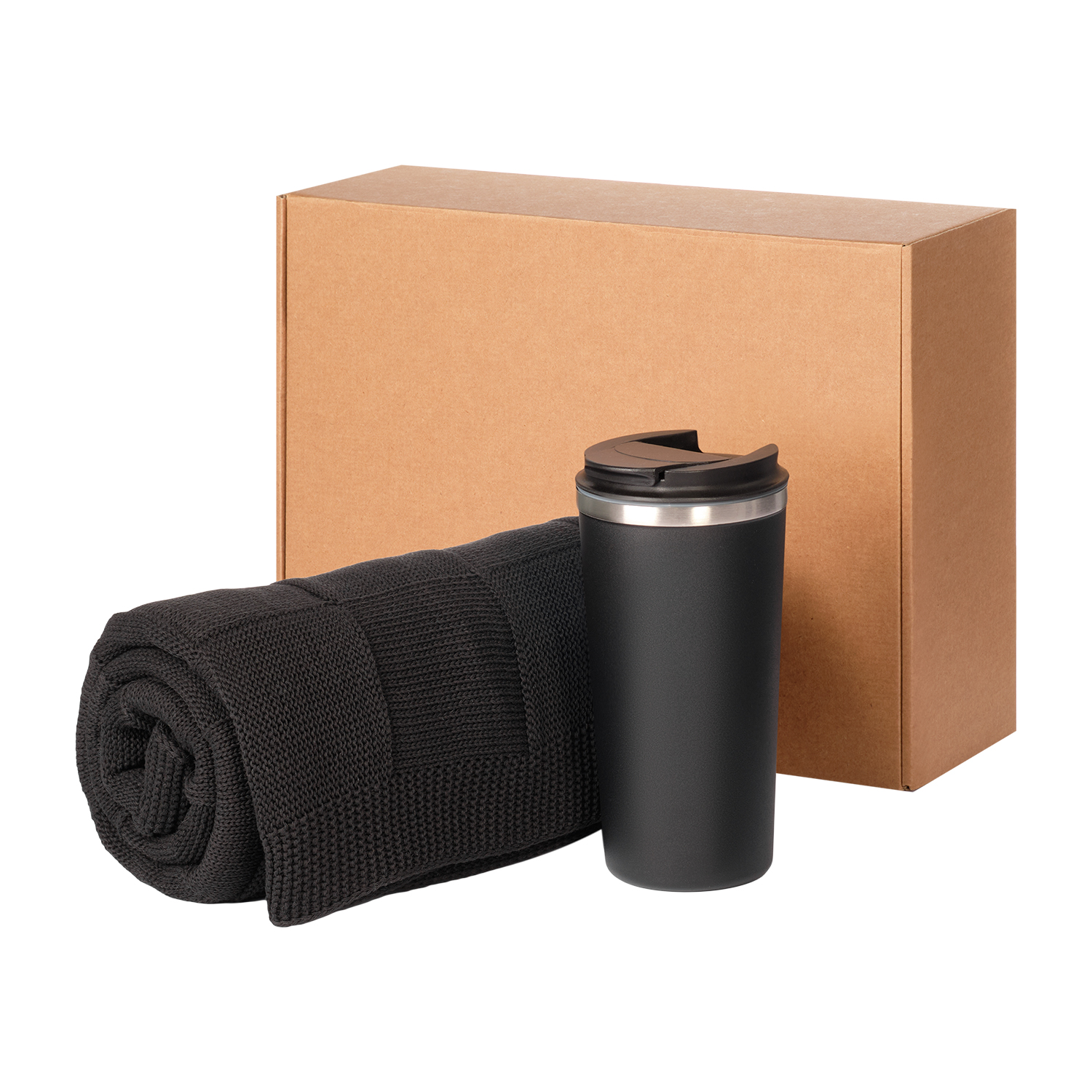 Подарочный набор Palermo, Cella, черный (плед, термокружка)-0