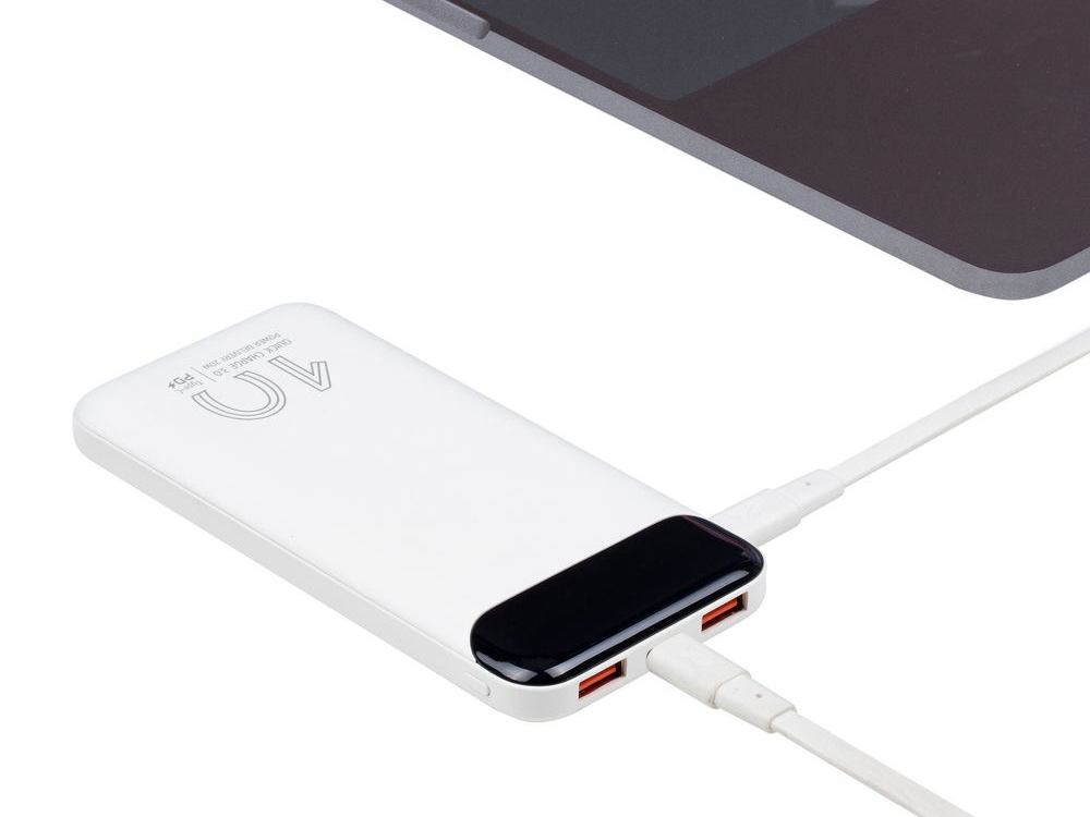 RIVACASE VA2540 (10 000mAh), QC/PD 20W внешний аккумулятор с дисплеем, белый 12/48-12