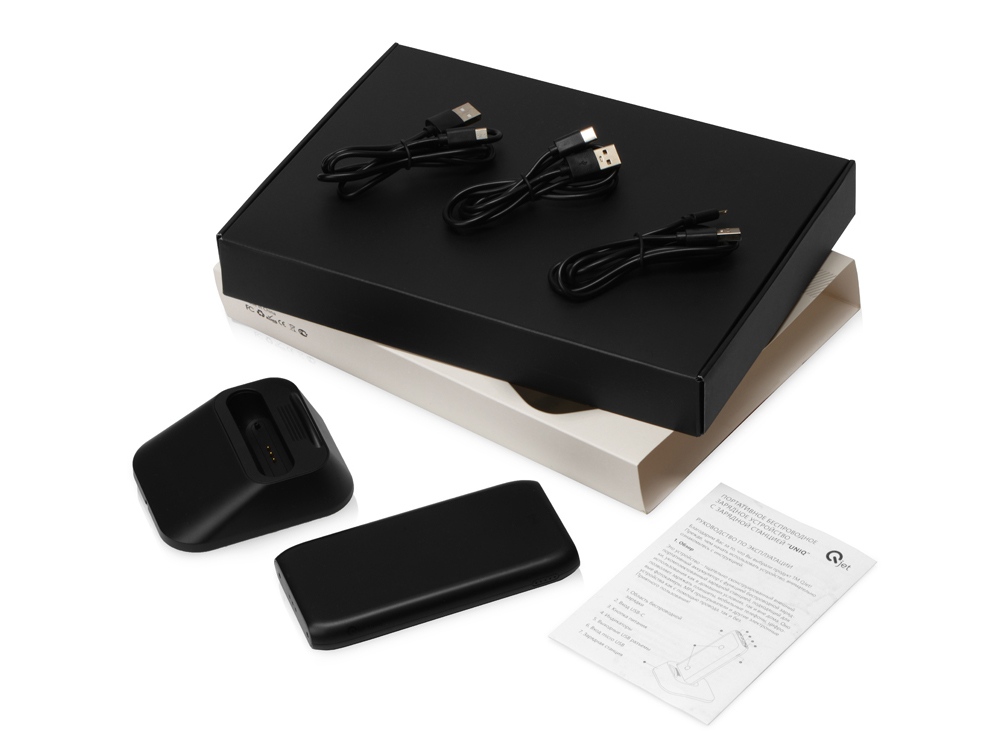 Портативное беспроводное зарядное устройство с док-станцией Uniq, 10000 mah, черный-21