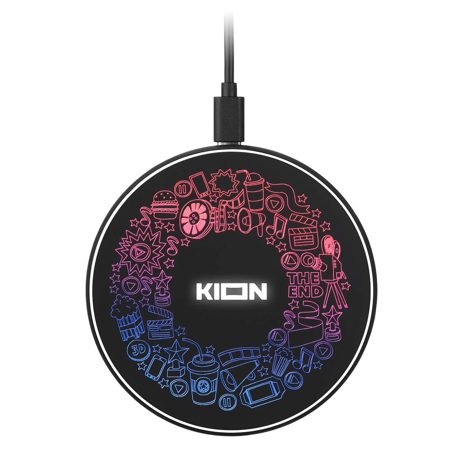 Беспроводное зарядное устройство с подсветкой 15W Auris, черное-1