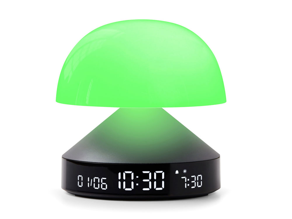 Светильник с часами и световым будильником Mina Sunrise, темно-серый-3