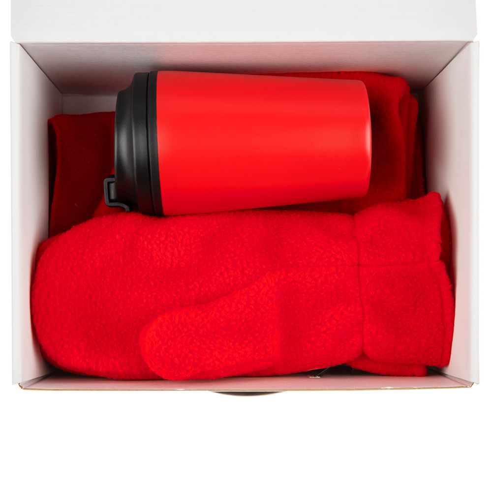 Набор Fleecy с термостаканом, красный-1