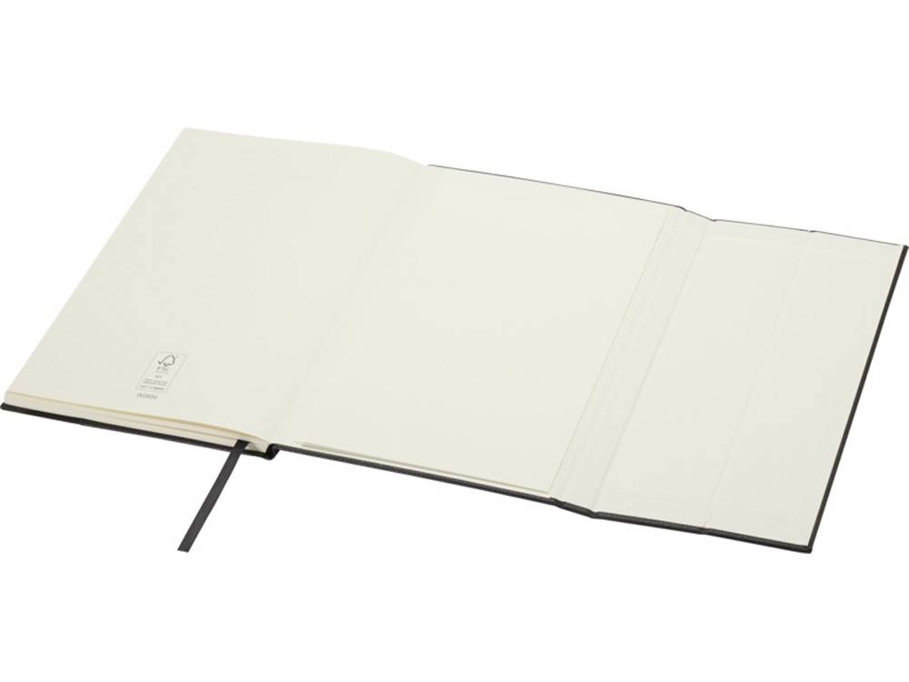 Блокнот Alejandra формата А5 с твердой обложкой из переработанной кожи - сплошной черный-5