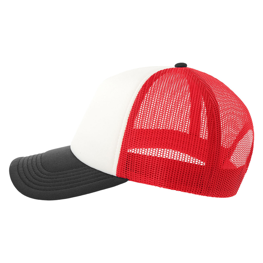 Бейсболка RAPPER-S, 5 клиньев, пластиковая застёжка, белый, красный, чёрный-8