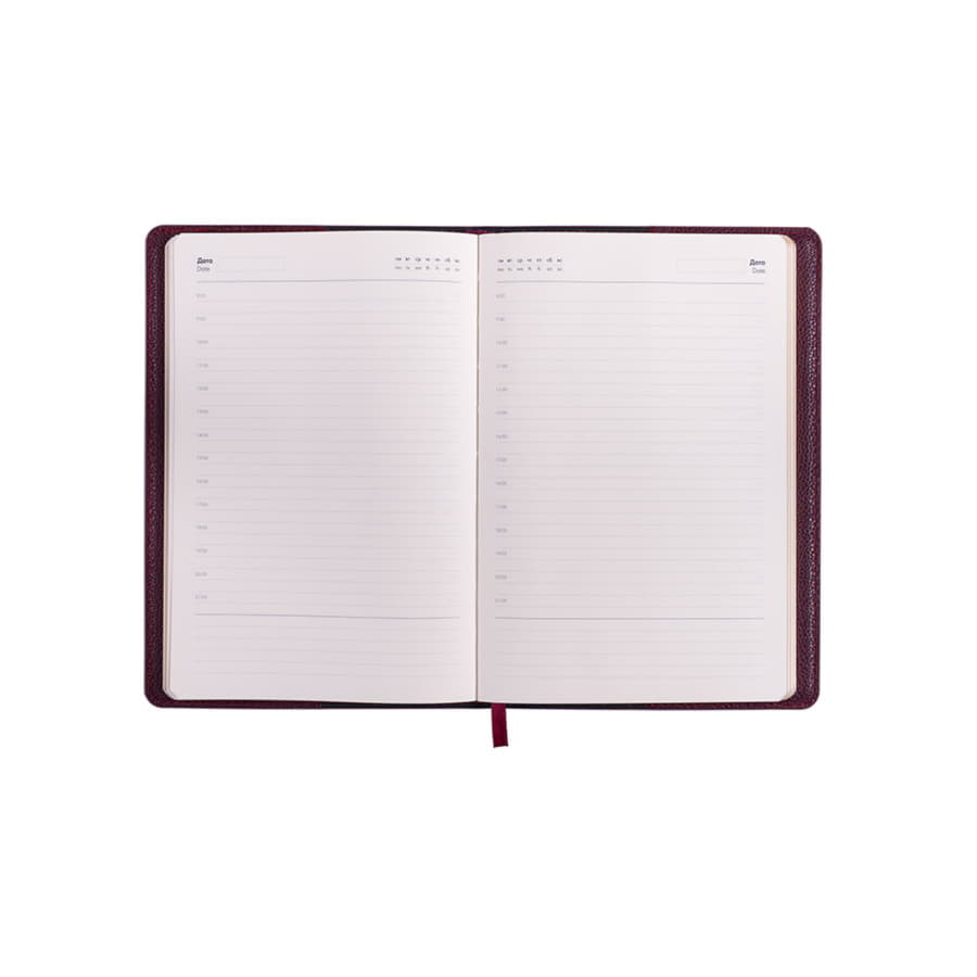 Ежедневник недатированный портфолио Mark, А5, бордовый, кремовый блок, золотой срез, бордовый-3