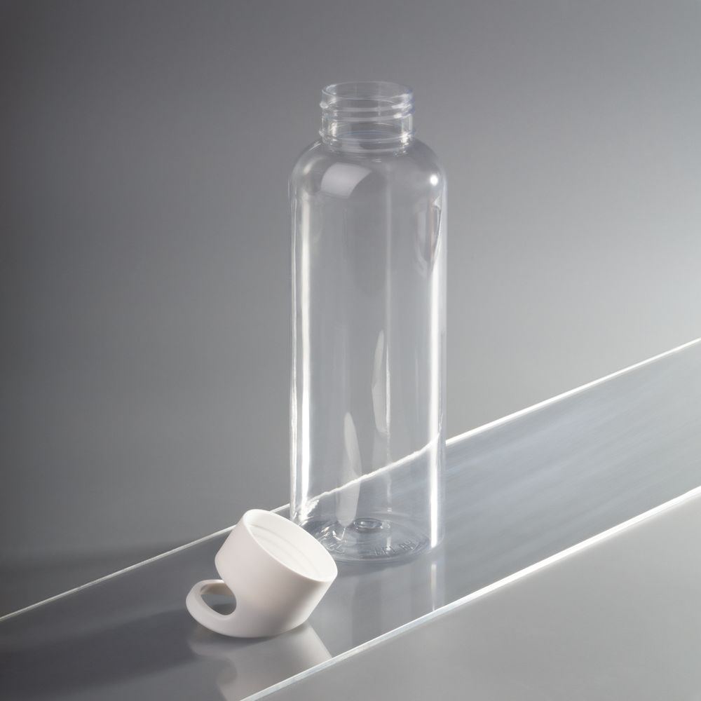 Бутылка для воды Plaske, прозрачная с белой крышкой-6