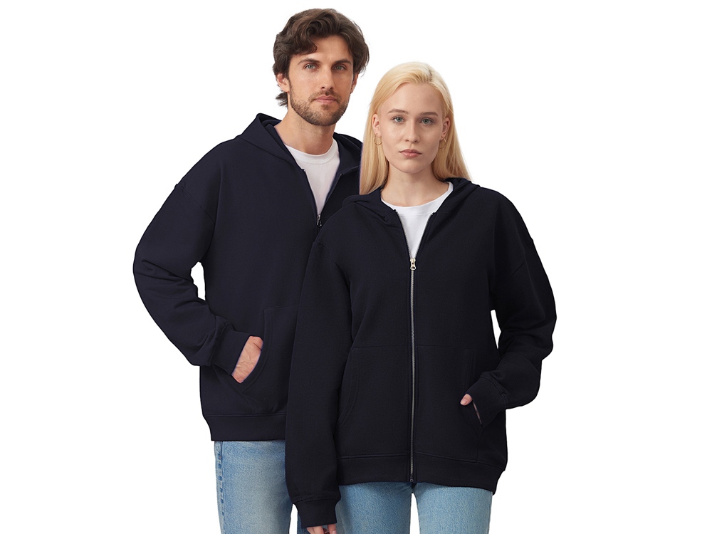 Толстовка оверсайз с капюшоном на молнии Monaco, темно-синий-0