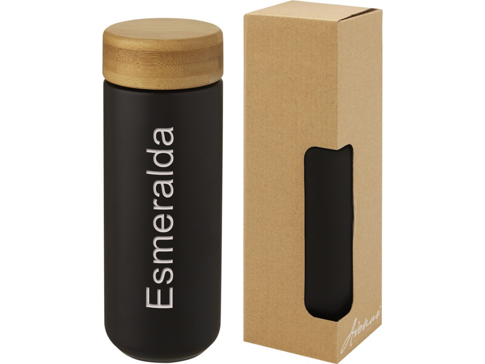 Lumi керамическая кружка объемом 300 мл с бамбуковой крышкой, черный-6