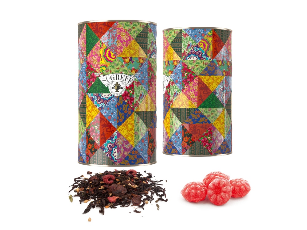 Подарочный набор с черным чаем и малиновыми леденцами в тубусе-0