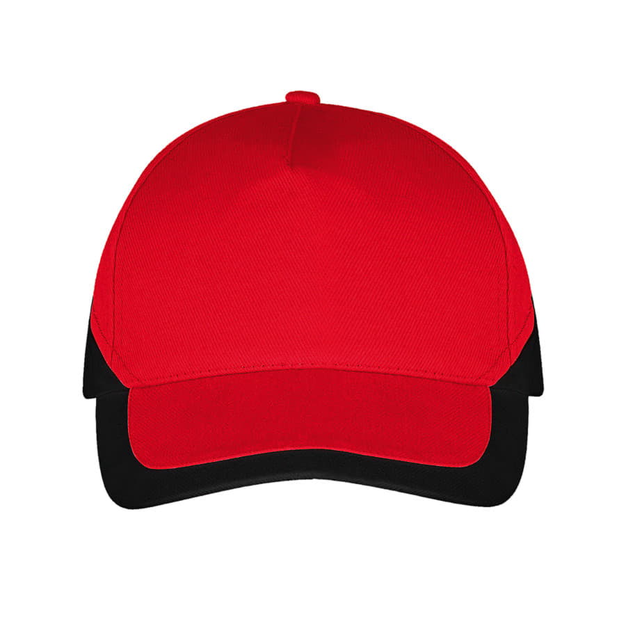 Бейсболка BOOSTER, 5 клиньев, металлическая застежка, красный, черный-2