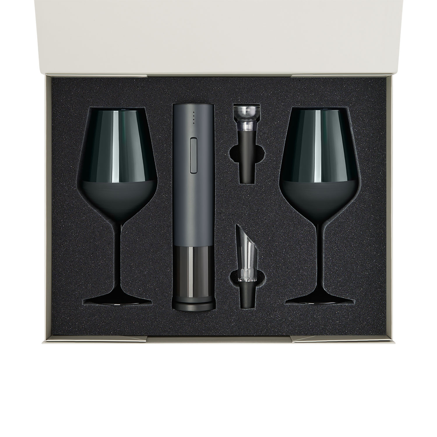 Подарочный набор 2 бокала для вина Emerald + набор для вина Sacramento в серой коробке-1