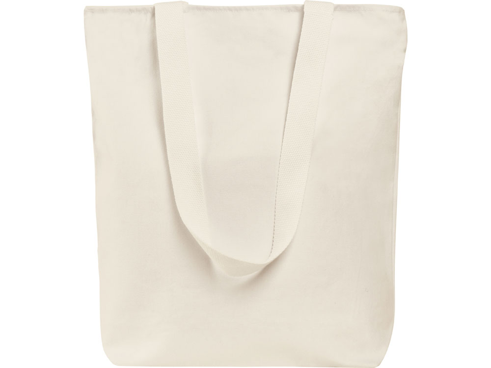 Сумка на молнии Zipper из хлопка 280 г c карманом на молнии спереди, натуральный-2