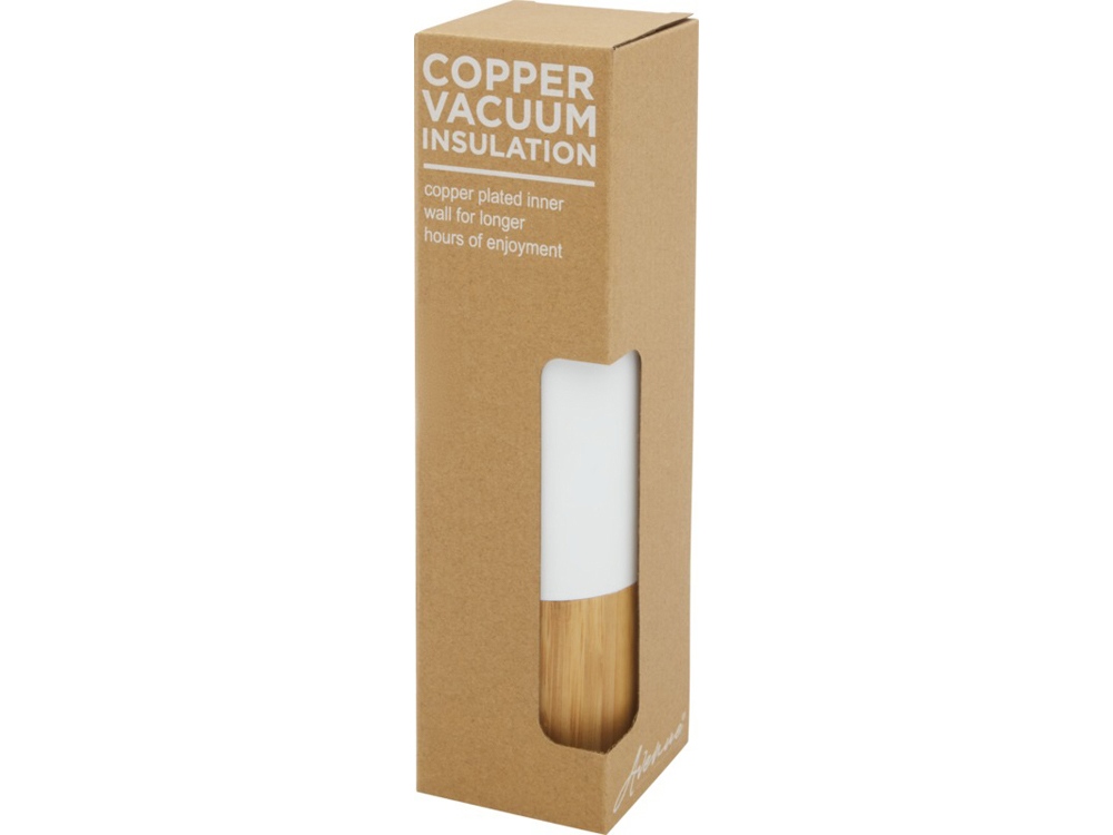 Torne Бутылка из нержавеющей стали объемом 540 мл с медной вакуумной изоляцией и внешней стенкой из бамбука, белый-4
