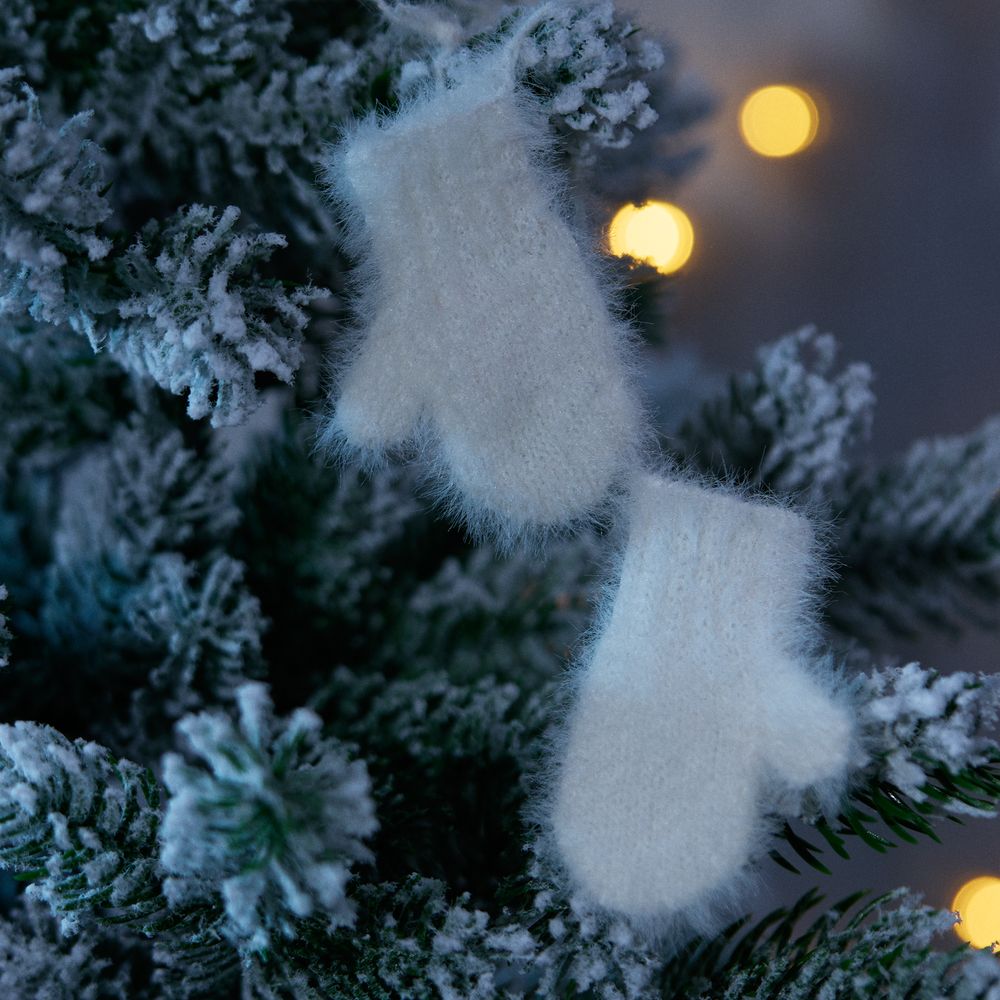 Подвеска на елку «Вьюжка», варежки, белая-4