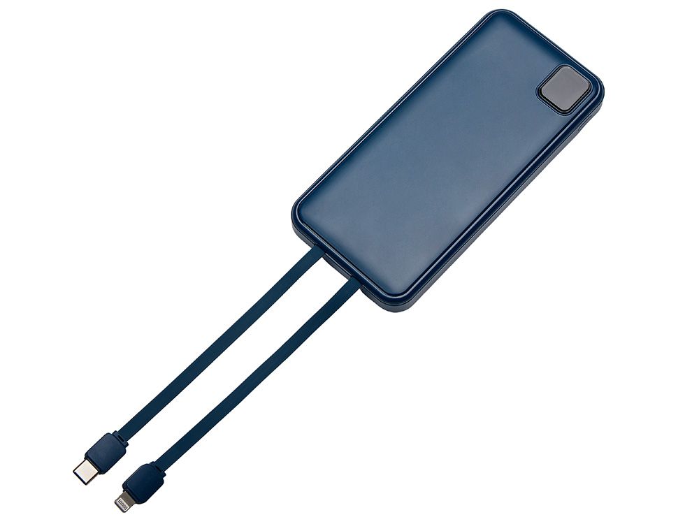 Внешний аккумулятор со встроенными кабелями Фрэйм, 10000мач, темно-синий-3
