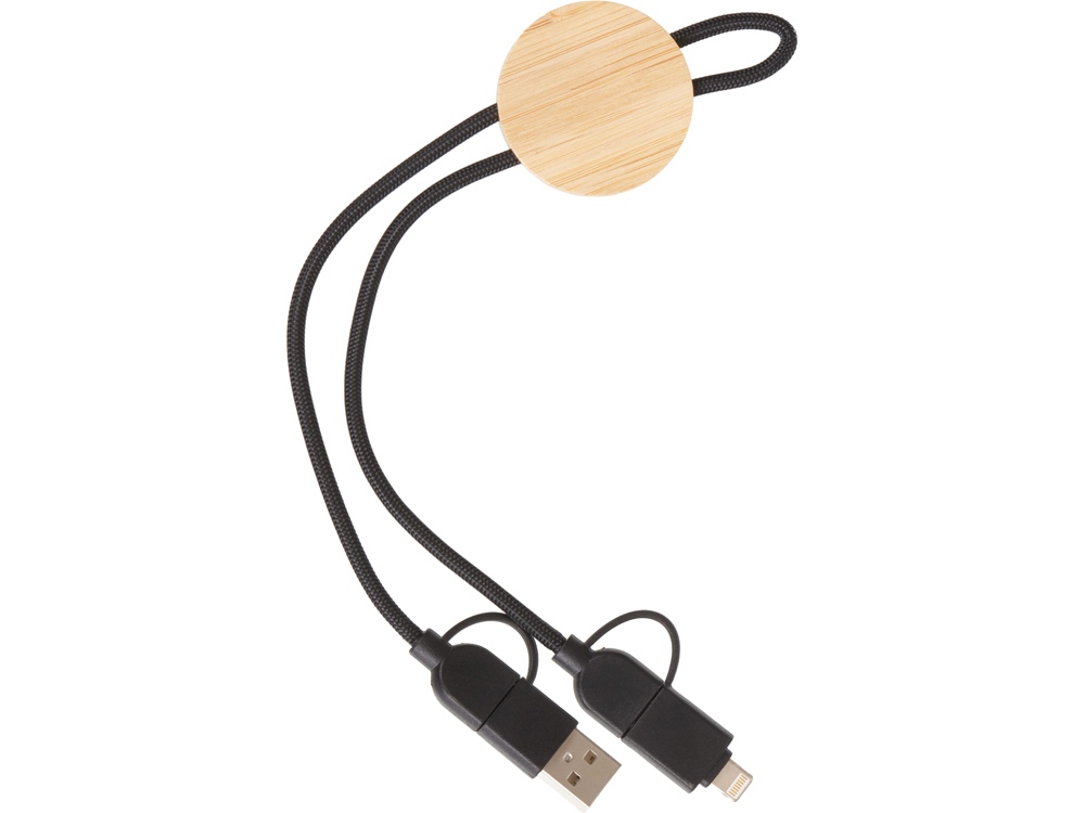 Универсальный зарядный кабель из переработанных ПЭТ и ТПЕ Acalypha, быстрая зарядка 25 Вт, черный-3