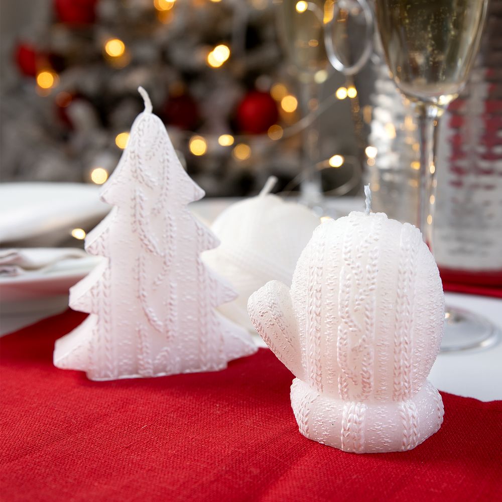 Свеча Kniteam, елка, белая-2