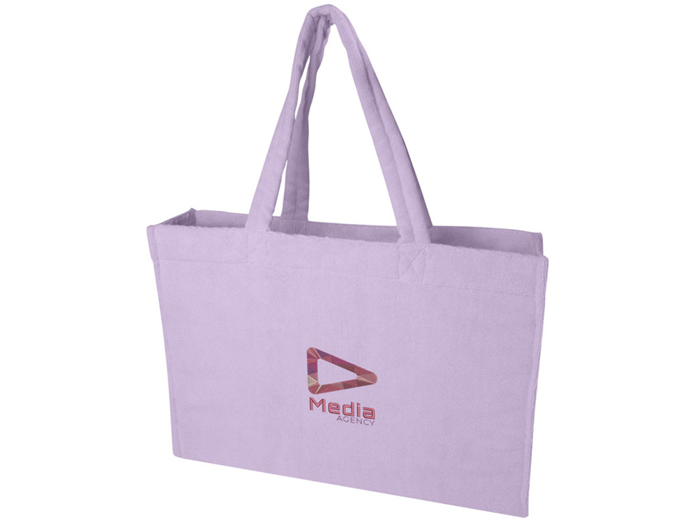 Пляжная эко-сумка Siam объемом 13 л из переработанной махровой ткани, сертифицированной GRS - Lilac-3