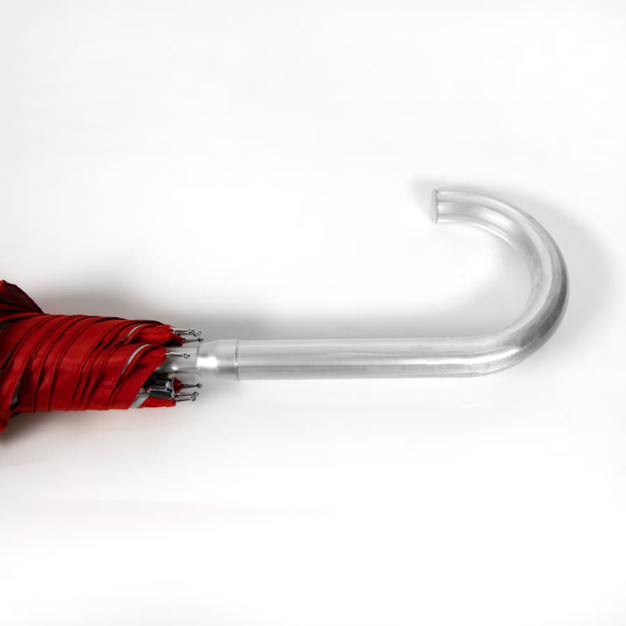 Зонт-трость SILVER, пластиковая ручка, полуавтомат, красный, серебристый-2