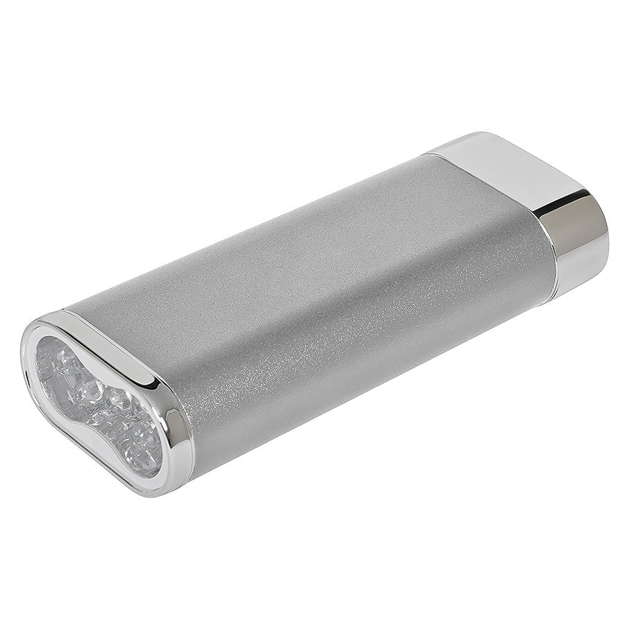 Универсальное зарядное устройство "Light" (5200mAh) с фонариком, серебристый-0