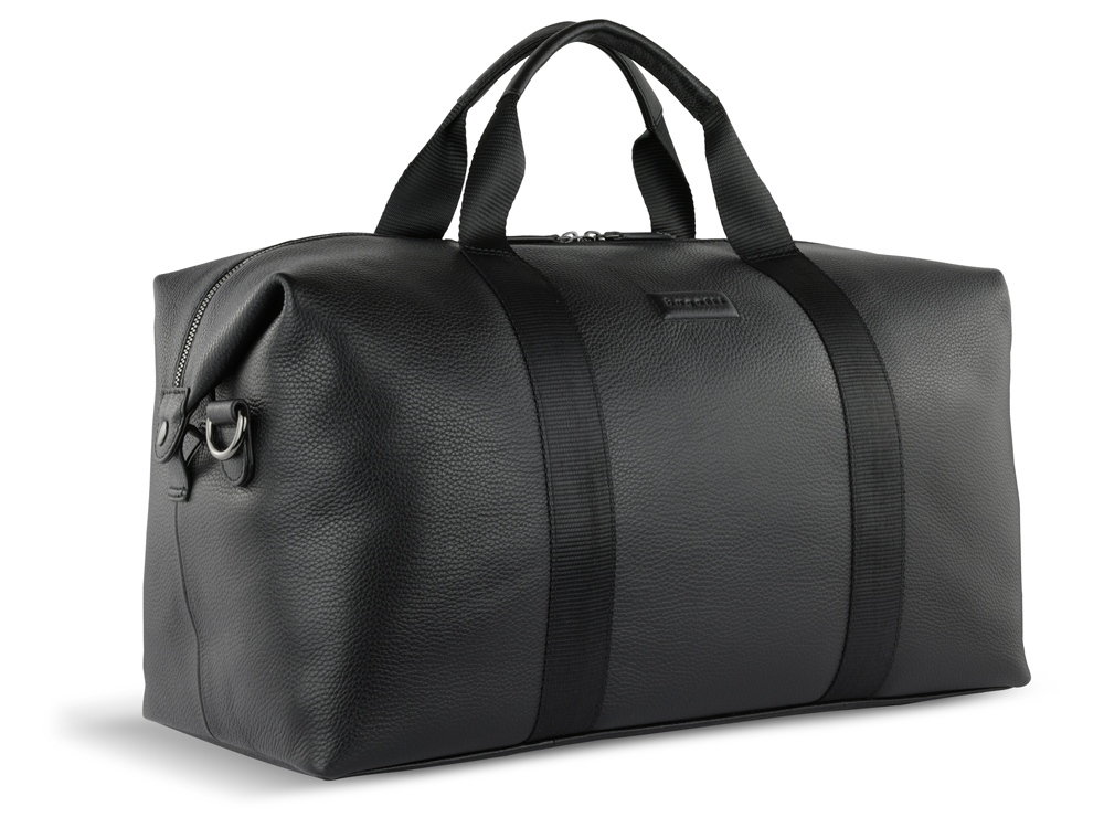 Сумка дорожная BUGATTI Elsa, чёрная, воловья кожа/полиэстер, 47х22х24 см-0
